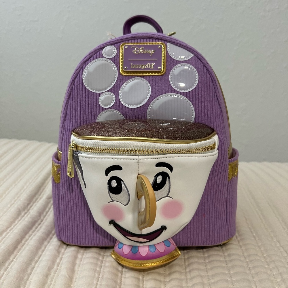 NWT Disney Hard tag Loungefly - Chip Beauty and the Beast corduroy backpack